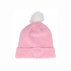 New York Yankees Chenille Womens Pink Bobble Beanie Hat